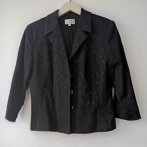 Classic Black Patterned Short Sleeve Blazer by Renee Dumar Studio – Sz 8